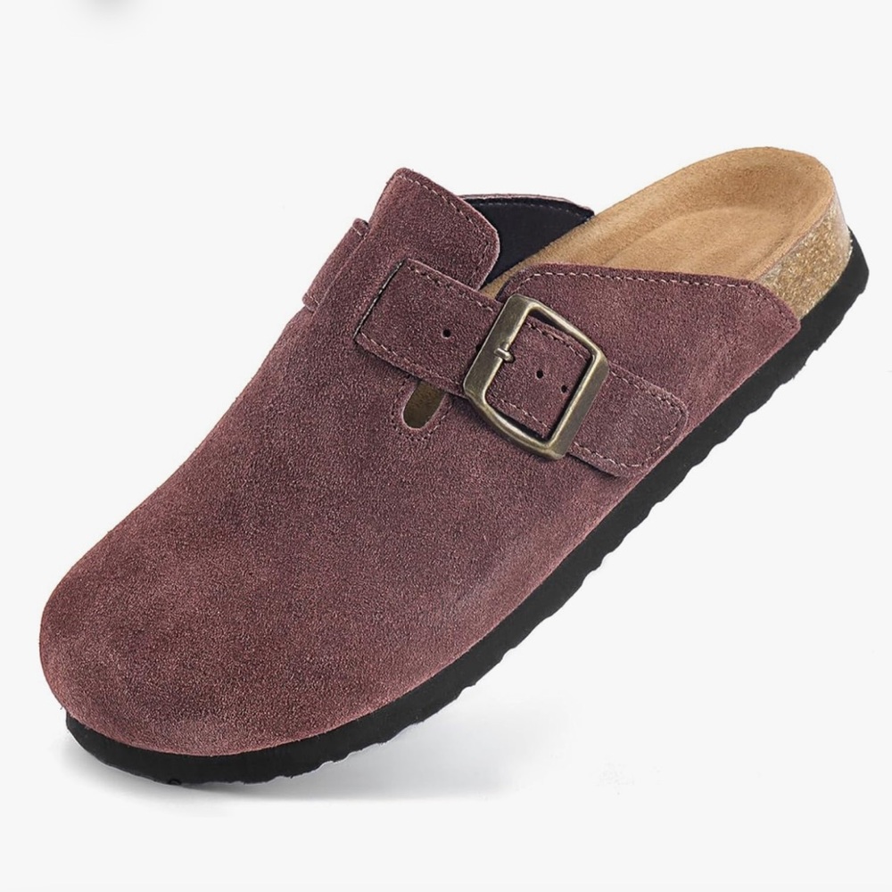 🤎 ZHILETAO Suede Clogs with Adjustable Buckle Sz 7 NEW